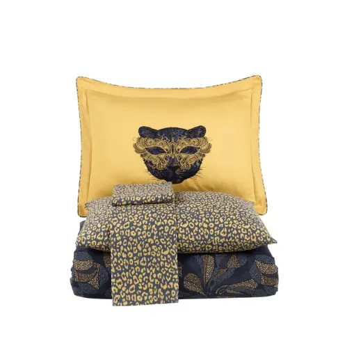 Хобби Двуспальное Сатиновое Постельное Бельё Caprice Жёлтое - 4