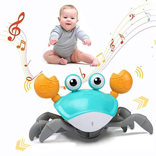 XONTEUS Crab Toys for Babies - Tummy Time Toy with Intelligent Sensor Crawl Music & Lights Infant Toy for 6-12 12-18 Months, 1st Birthday Gifts, Toddler Toys for 1 2 Year Old Boy Girl - 3