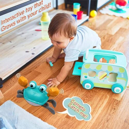 XONTEUS Crab Toys for Babies - Tummy Time Toy with Intelligent Sensor Crawl Music & Lights Infant Toy for 6-12 12-18 Months, 1st Birthday Gifts, Toddler Toys for 1 2 Year Old Boy Girl - 7