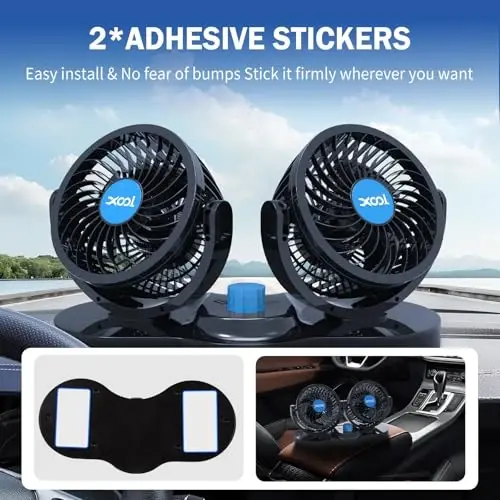 XOOL Car Fan 12V Portable Auto Cooling Fan with Cigarette Lighter Plug, 360° Rotatable High Power Vehicle Fan for Truck SUV RV - 5