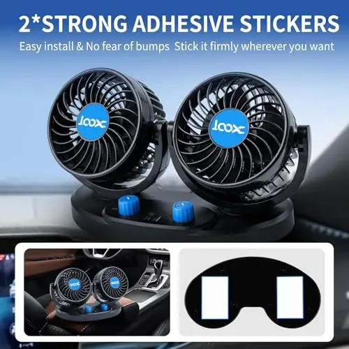 XOOL Avtomobil Fanati – 2 ta USB quvvatlash portiga ega, jim va kuchli havo oqimli, sigaret o't oldirgich vilkali, avtomobillar, transport vositalari, avtouylar va yo'ltanlamas avtomobillar uchun fanat - 4