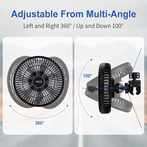 XOOL Clip Car Fan, 9 Inches 12V/24V Fan for Front/Rear Seat Passenger, 360 Degree Rotatable Electric Cooling with Stepless Speed Regulation SUV, RV, Truck - 3