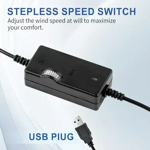 XOOL Clip On Fan, 9 Inches USB Car Fan for Front/Rear Seat Passenger, 360 Degree Rotatable Electric Cooling with Stepless Speed Regulation SUV, RV, Truck - 4