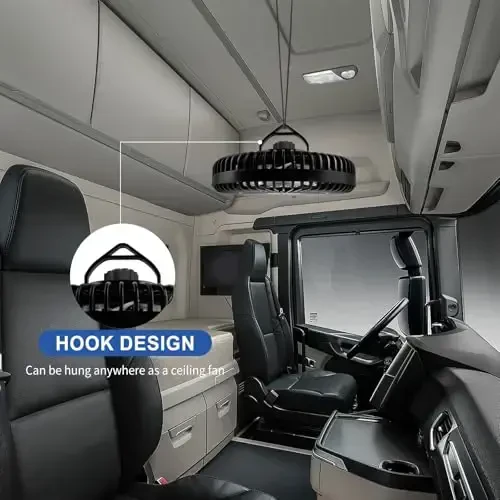 XOOL Clip On Fan, 9 Inches USB Car Fan for Front/Rear Seat Passenger, 360 Degree Rotatable Electric Cooling with Stepless Speed Regulation SUV, RV, Truck - 5