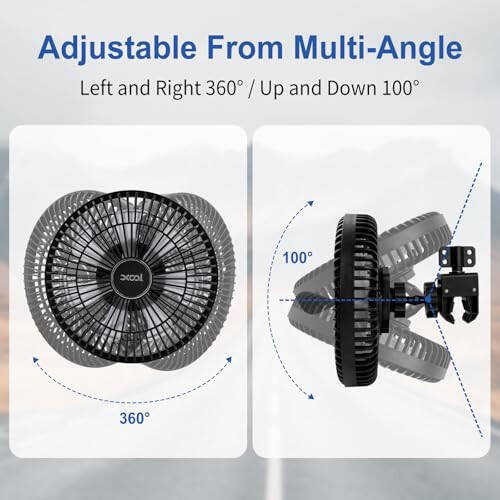 XOOL Clip Car Fan, 9 Inches 12V/24V Fan for Front/Rear Seat Passenger, 360 Degree Rotatable Electric Cooling with Stepless Speed Regulation SUV, RV, Truck - 3