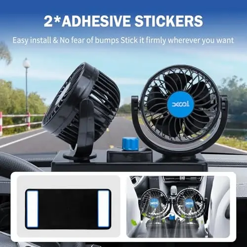 XOOL USB Car Cooling Fans, 2 Speeds Dual Head Car Fan, 360° Rotatable, 5V/2A Powerful Car Fans that Blow Cold Air, Portable Car Fans for Vehicles, SUV, RV, Boat (USB Plug) - 4
