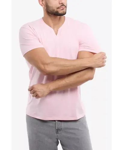 XRAY Men's Basic V-Notch Neck Short Sleeve T-Shirt - Baby pink - 3