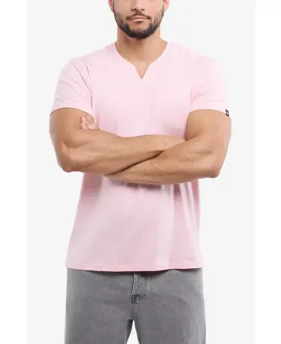 XRAY Men's Basic V-Notch Neck Short Sleeve T-Shirt - Baby pink - 5