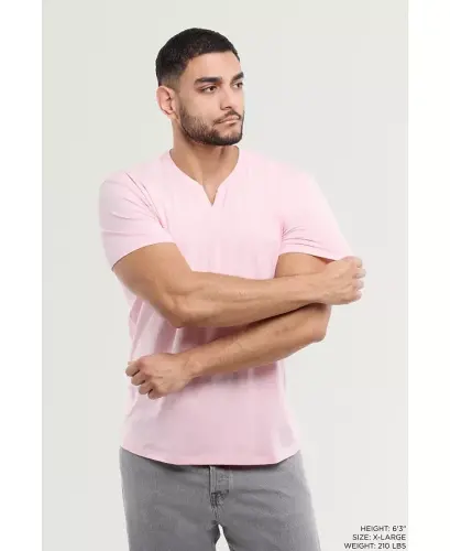 XRAY Men's Basic V-Notch Neck Short Sleeve T-Shirt - Baby pink - 6
