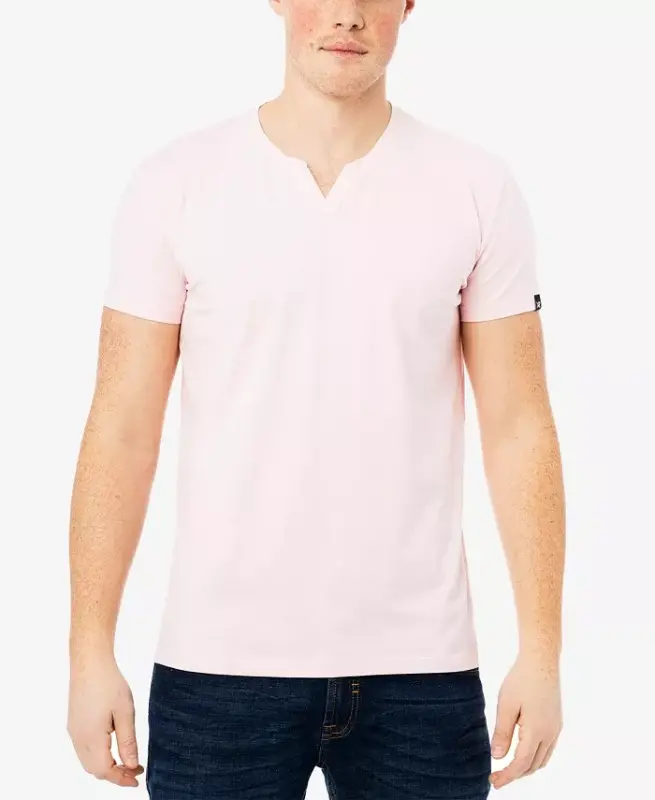 XRAY Men's Basic V-Notch Neck Short Sleeve T-Shirt - Baby pink - X-RAY