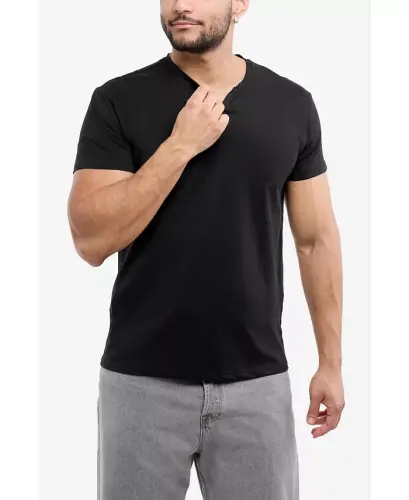 XRAY Men's Basic V-Notch Neck Short Sleeve T-Shirt - Black - 4
