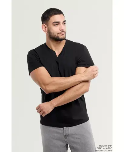 XRAY Men's Basic V-Notch Neck Short Sleeve T-Shirt - Black - 6
