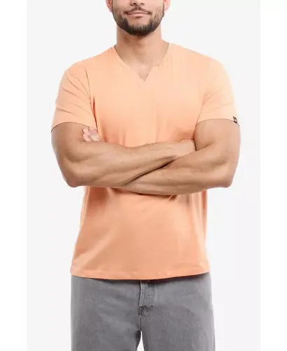 XRAY Men's Basic V-Notch Neck Short Sleeve T-Shirt - Cantaloupe - 5