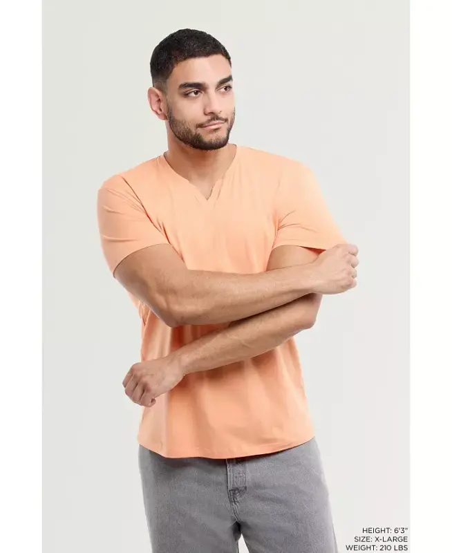 XRAY Men's Basic V-Notch Neck Short Sleeve T-Shirt - Cantaloupe - 6