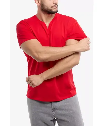 XRAY Men's Basic V-Notch Neck Short Sleeve T-Shirt - Red - 4
