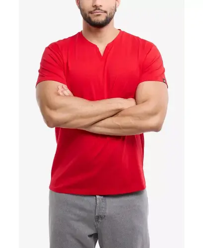 XRAY Men's Basic V-Notch Neck Short Sleeve T-Shirt - Red - 6