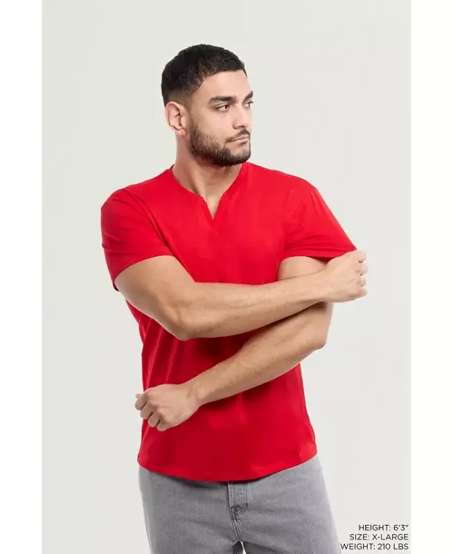 XRAY Men's Basic V-Notch Neck Short Sleeve T-Shirt - Red - 7