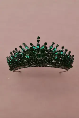 Хрустальный Камень Бусины Отделка Невеста Хна Свадебная Тиара Зеленый-Зеленый - 6