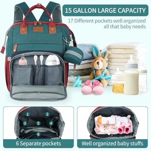 XTGVZ large diaper bag backpack，baby bag with changing station for Boys Girls，Multifunctional Diaper Bag，Mommy Bag With USB Charging Port（Black） - MODAZONE (1)