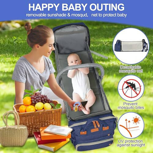 XTGVZ large diaper bag backpack, baby bag with changing station for Boys Girls, Multifunctional Diaper Bag, Mommy Bag With USB Charging Port (Blue) - 5