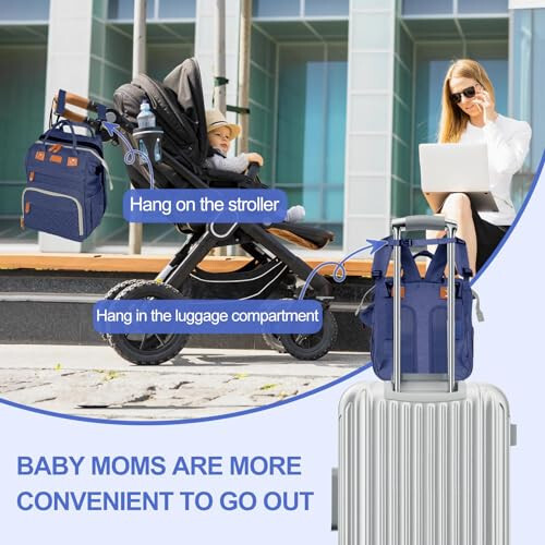 XTGVZ large diaper bag backpack, baby bag with changing station for Boys Girls, Multifunctional Diaper Bag, Mommy Bag With USB Charging Port (Blue) - 6