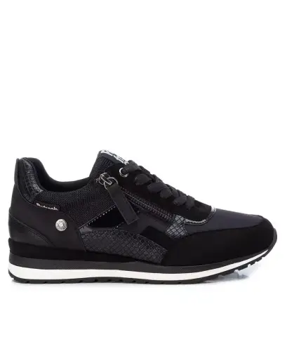 Women's Casual Lace-Up Sneakers - Black - 3