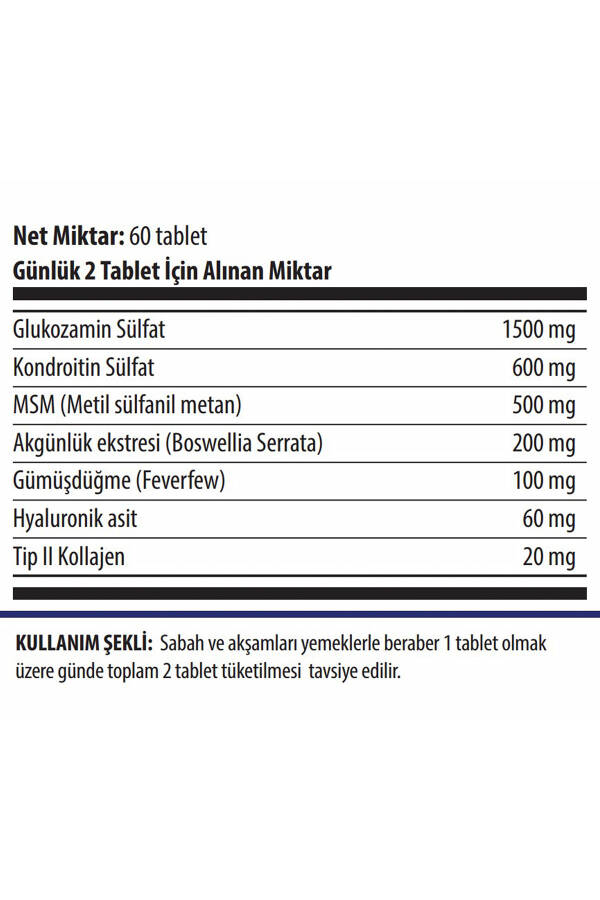 Xtra Flex Glukozamin Kondroitin MSM Hyaluronik Asit Boswellia 60 Tablet - 2