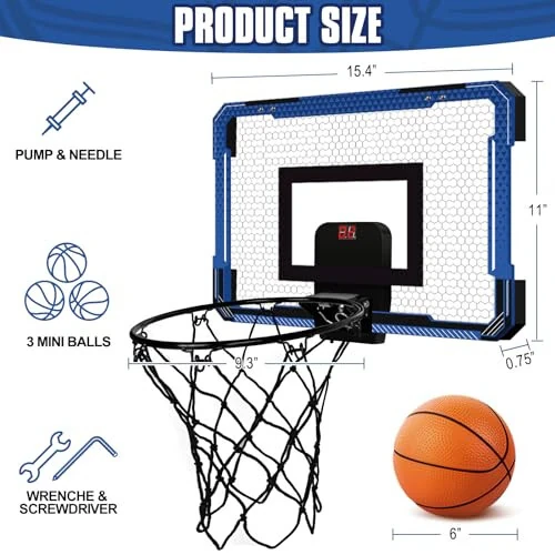 Xucutu Indoor Mini Basketball Hoop for Door - Over The Door Basketball Mini Hoop with Balls, Foldable Basketball Hoop for Wall & Room Basketball Toy Gift for Boy Kids Teens - 7