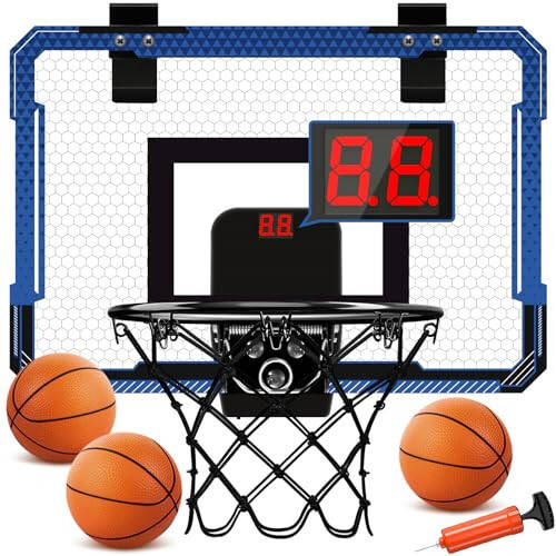 Xucutu Indoor Mini Basketball Hoop for Door - Over The Door Basketball Mini Hoop with Scoreboard & 3 Balls, Foldable Basketball Hoop for Wall & Room Basketball Toy Gift for Boy Kids Teens - 1
