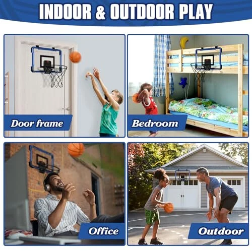 Xucutu Indoor Mini Basketball Hoop for Door - Over The Door Basketball Mini Hoop with Scoreboard & 3 Balls, Foldable Basketball Hoop for Wall & Room Basketball Toy Gift for Boy Kids Teens - 4