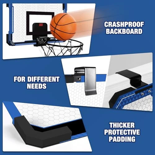 Xucutu Indoor Mini Basketball Hoop for Door - Over The Door Basketball Mini Hoop with Scoreboard & 3 Balls, Foldable Basketball Hoop for Wall & Room Basketball Toy Gift for Boy Kids Teens - 6