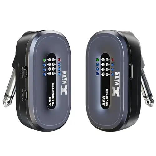 Xvive A58 Wireless Guitar System 5.8GHz Wireless Guitar Transmitter Receiver for Active or Passive Pickup Electric/Acoustic Bass Guitar - 5