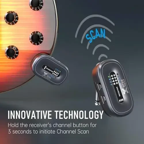 Xvive A58 Wireless Guitar System 5.8GHz Wireless Guitar Transmitter Receiver for Active or Passive Pickup Electric/Acoustic Bass Guitar - 3