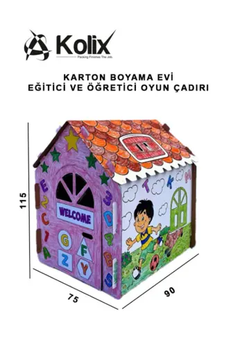 XXL Cardboard Coloring House Educational and Instructive - KOLİX (1)