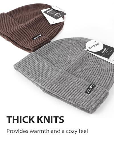 XXL/XL/L/M/S Beanie Hats, Plus Size Cuffed Knitted Hats, Large Ribbed Skull Cap for Big Heads, Small Winter Watch Cap - 4