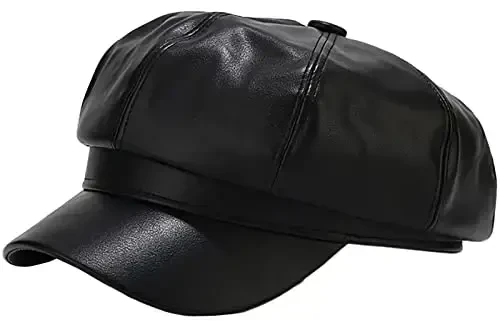 XYIYI Women Fiddler Cap Newsboy Hat PU Leather Visor Beret Cap Paperboy Gatsby Hat 