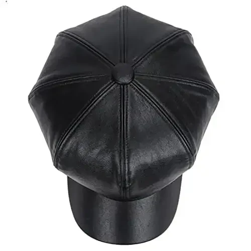 XYIYI Women Fiddler Cap Newsboy Hat PU Leather Visor Beret Cap Paperboy Gatsby Hat - XYIYI (1)