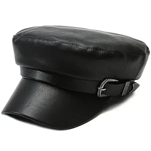 XYIYI Women Fiddler Cap Newsboy Hat PU Leather Visor Beret Cap Paperboy Gatsby Hat 