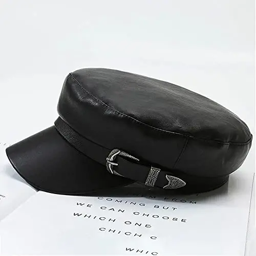 XYIYI Women Fiddler Cap Newsboy Hat PU Leather Visor Beret Cap Paperboy Gatsby Hat - 3