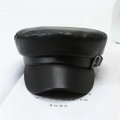 XYIYI Women Fiddler Cap Newsboy Hat PU Leather Visor Beret Cap Paperboy Gatsby Hat - 4