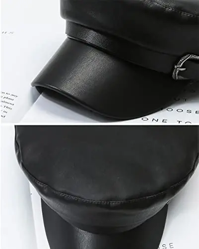 XYIYI Women Fiddler Cap Newsboy Hat PU Leather Visor Beret Cap Paperboy Gatsby Hat - 6