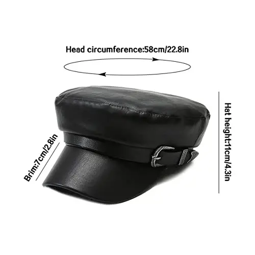 XYIYI Women Fiddler Cap Newsboy Hat PU Leather Visor Beret Cap Paperboy Gatsby Hat - 7