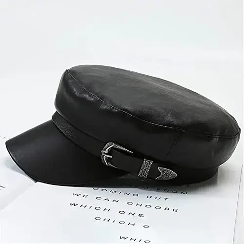 XYIYI Women Fiddler Cap Newsboy Hat PU Leather Visor Beret Cap Paperboy Gatsby Hat - 3