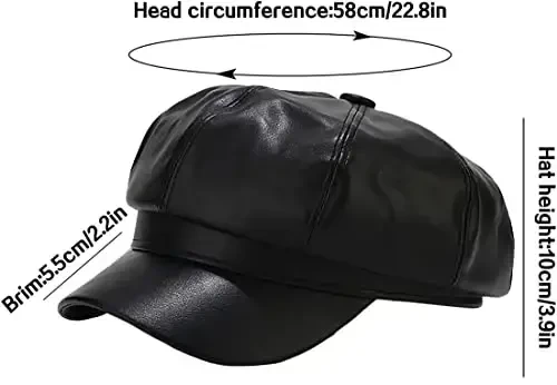 XYIYI Women Fiddler Cap Newsboy Hat PU Leather Visor Beret Cap Paperboy Gatsby Hat - 3