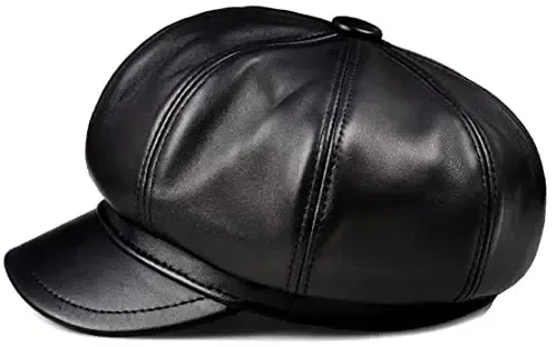 XYIYI Women Fiddler Cap Newsboy Hat PU Leather Visor Beret Cap Paperboy Gatsby Hat - 7