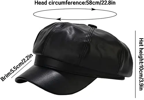XYIYI Women Fiddler Cap Newsboy Hat PU Leather Visor Beret Cap Paperboy Gatsby Hat - 7