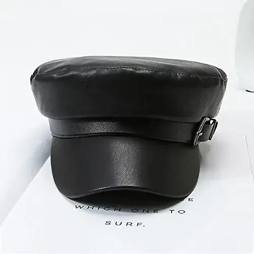 XYIYI Women Fiddler Cap Newsboy Hat PU Leather Visor Beret Cap Paperboy Gatsby Hat - 4