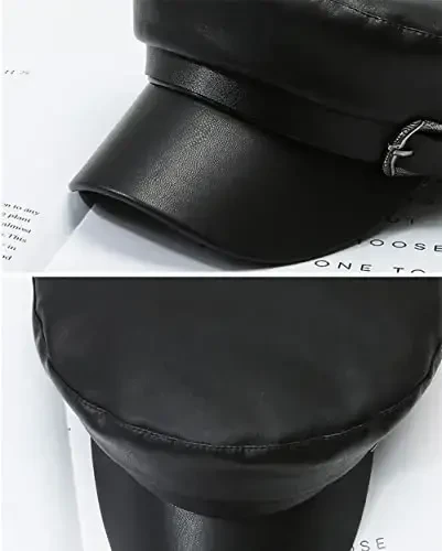 XYIYI Women Fiddler Cap Newsboy Hat PU Leather Visor Beret Cap Paperboy Gatsby Hat - 6
