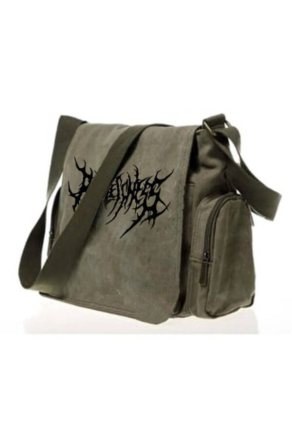 Y2k Gothic Punk Printed Unisex Green Messenger Bag - 1