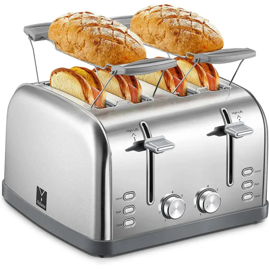 Yabano Toaster 4 Bo'lakli, Qo'shimcha Keng Uyasi, Zanglamaydigan Po'latdan Yuqori Ko'tarish Dastagi Bilan - 1